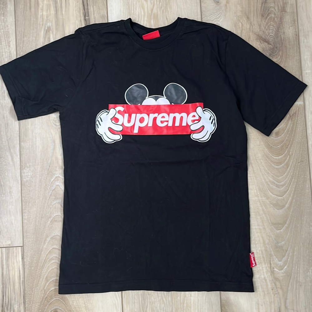 SUPREME SPAIN Mickey Mouse Disney White 100% Cotton T-shirt Black Size XS